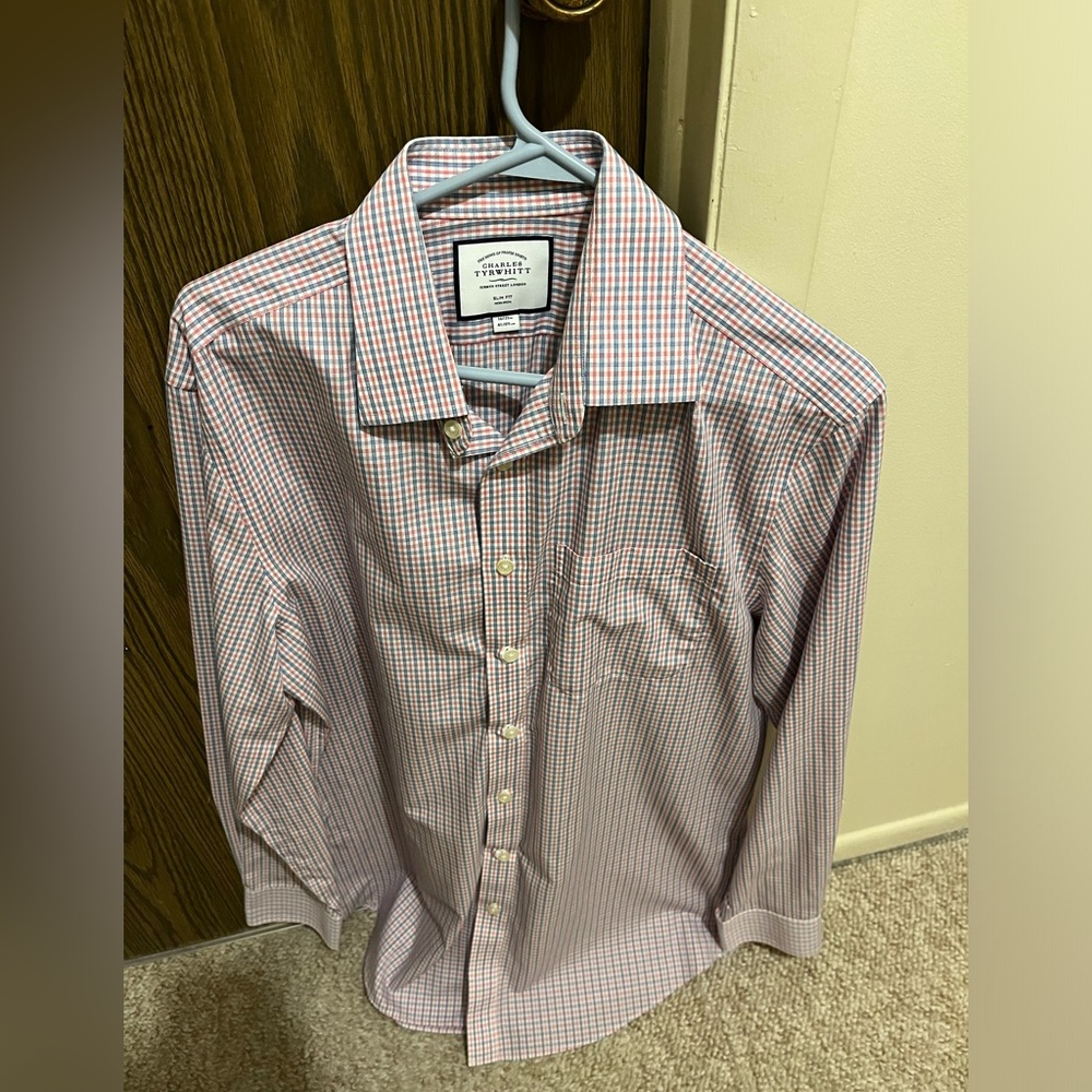 Men’s Dress Shirt Charles Trywhitt
(Brand New) Size 16/35 Slim Fit. Fancy!
